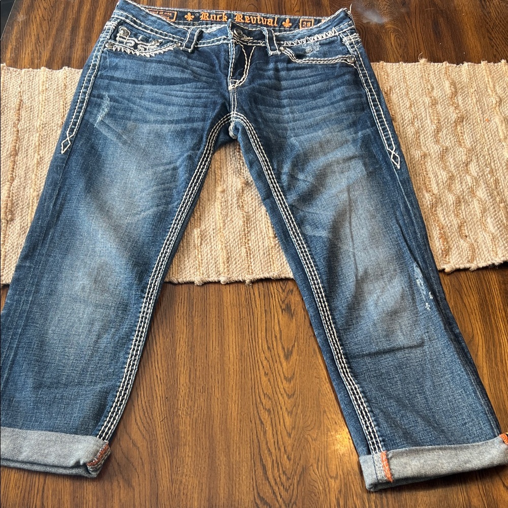 Rock Revival Women's Blue Ankle Jeans